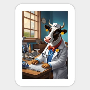 Doctor cow in her clinic Sticker